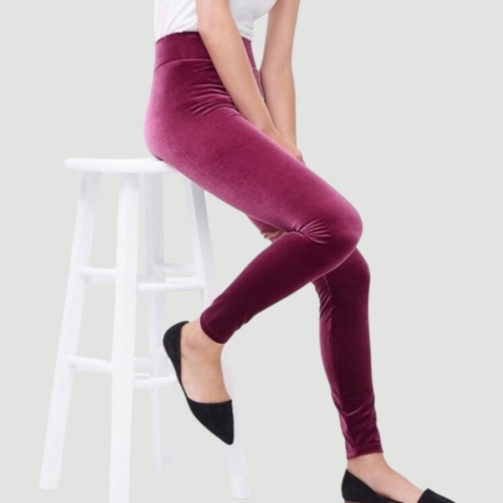 J.Crew Stretch velvet leggings - Pinot Noir